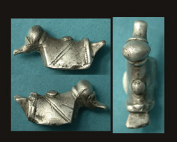 Enigmatic Danubian Celt Silver Duck with Pin, ca. 1st Cent AD